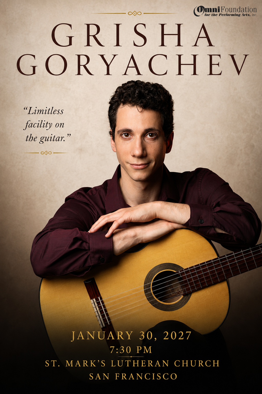 Grisha Goryachev concert poster for January 30, 2027